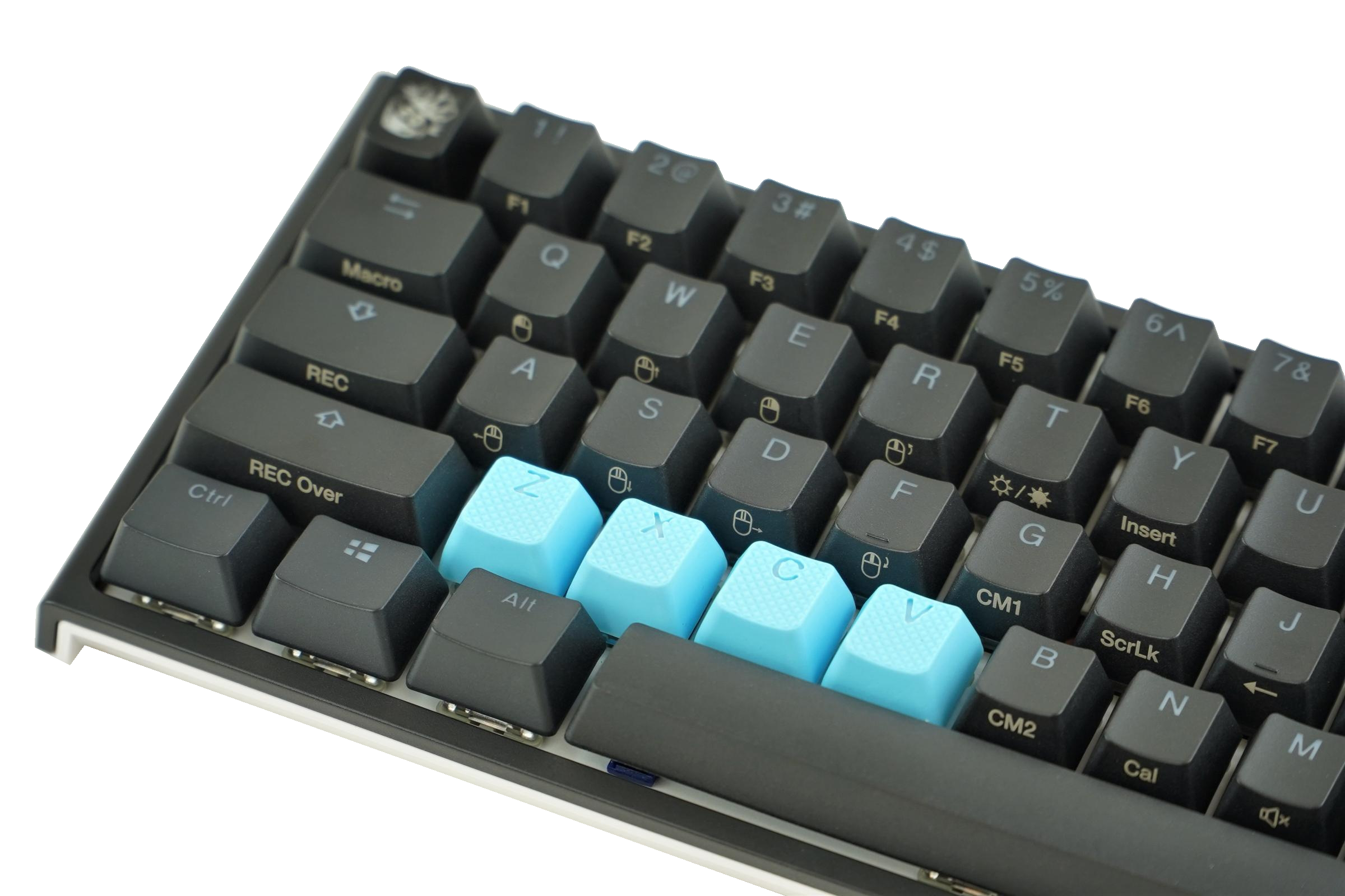 Tai-Hao 4 Key TPR Rubber Backlit Keycap Set Row 1 ZXCV Neon Blue MKPSF8SQEZ |0|