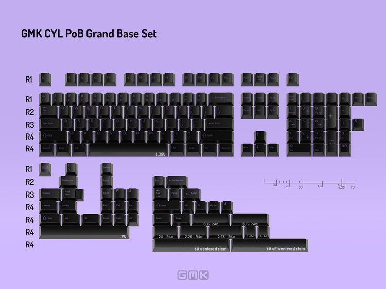 GMK x Glarses Purple on Black (POB) * CYL Profile Double Shot ABS Keycap Set MK6O1P1MZC |0|