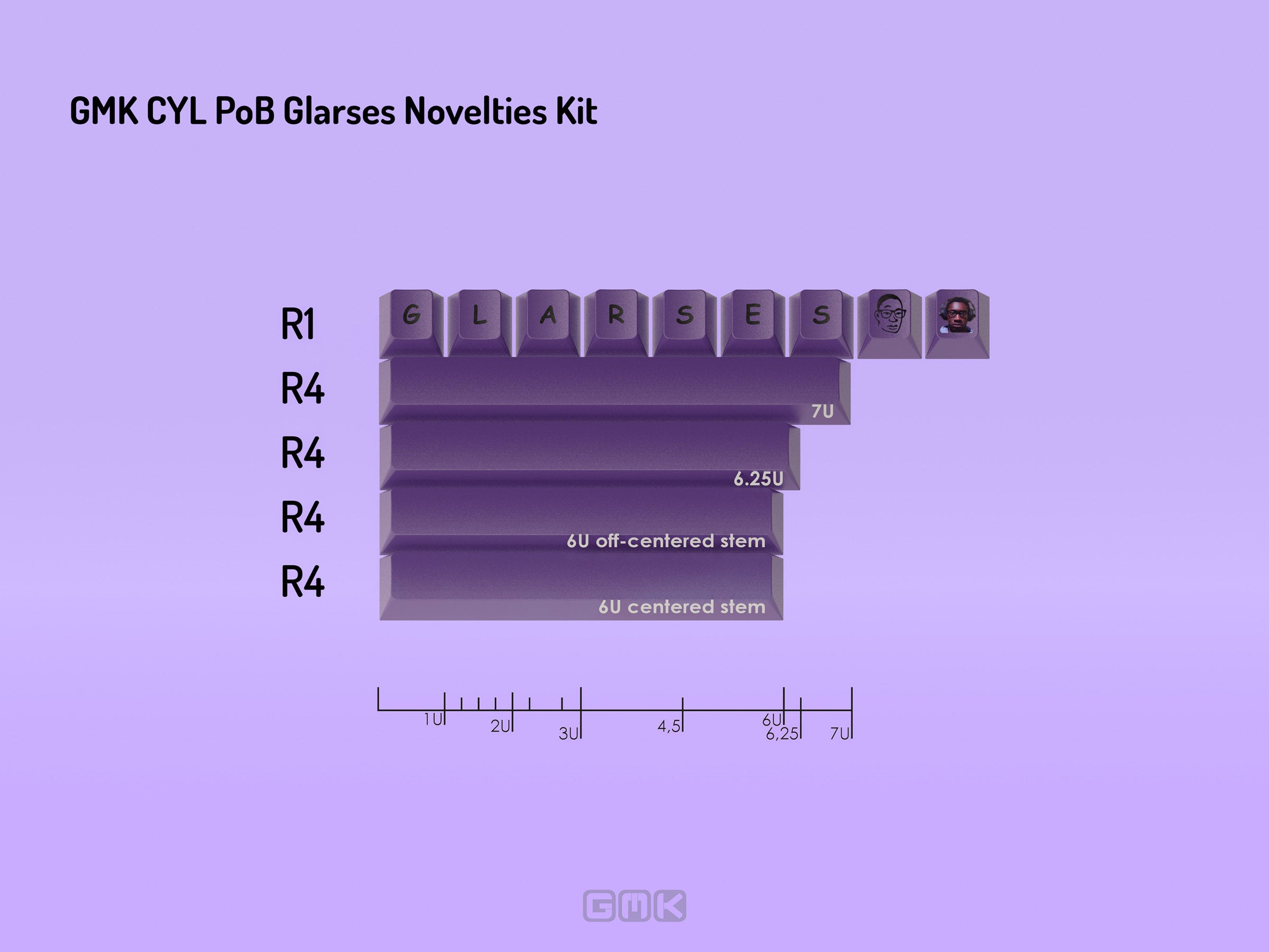 GMK x Glarses Purple on Black (POB) * CYL Profile Double Shot ABS Keycap Set MK6O1P1MZC |26632|