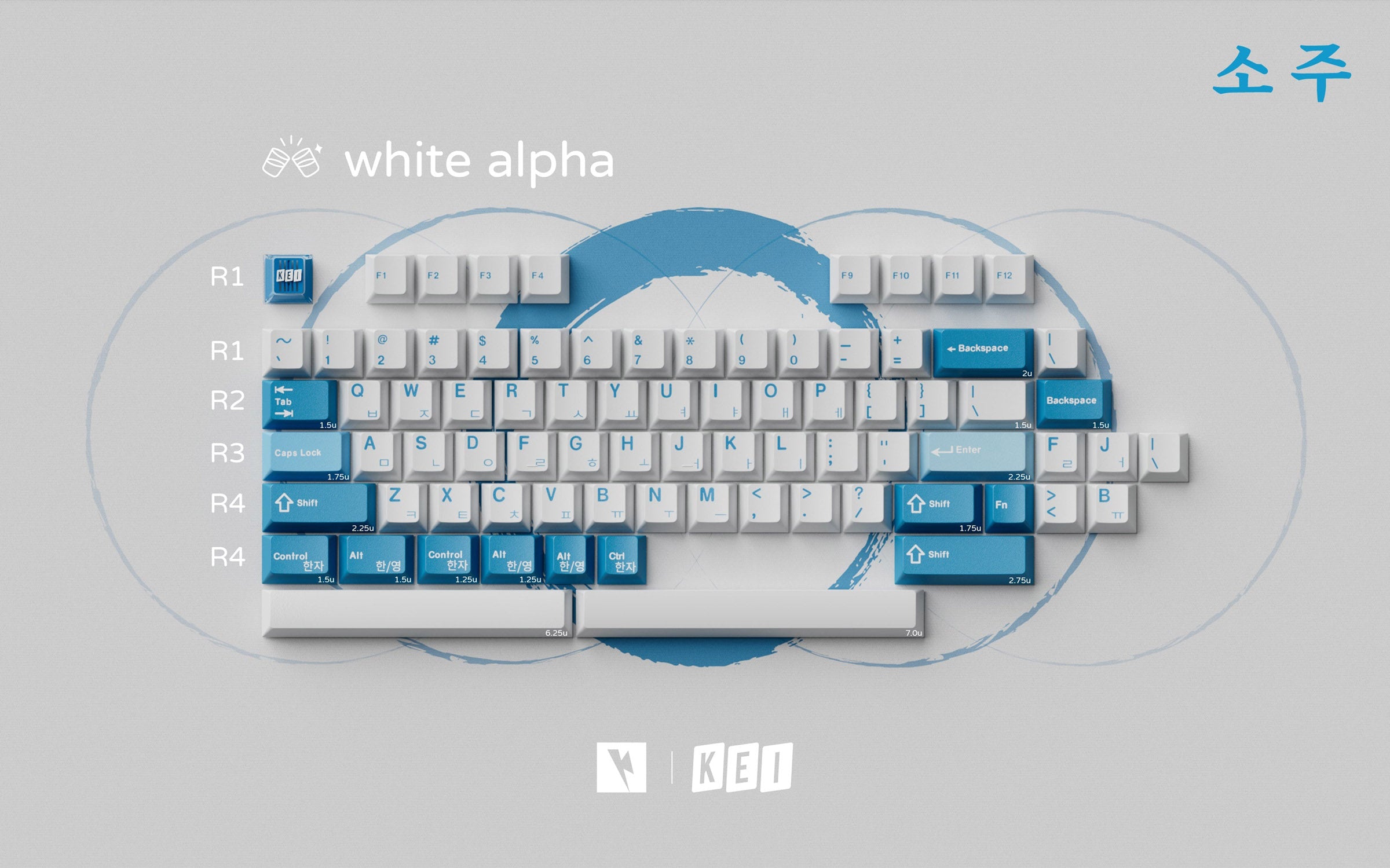 Key Kobo Soju Blue Cherry Profile Double Shot ABS Keycap Set