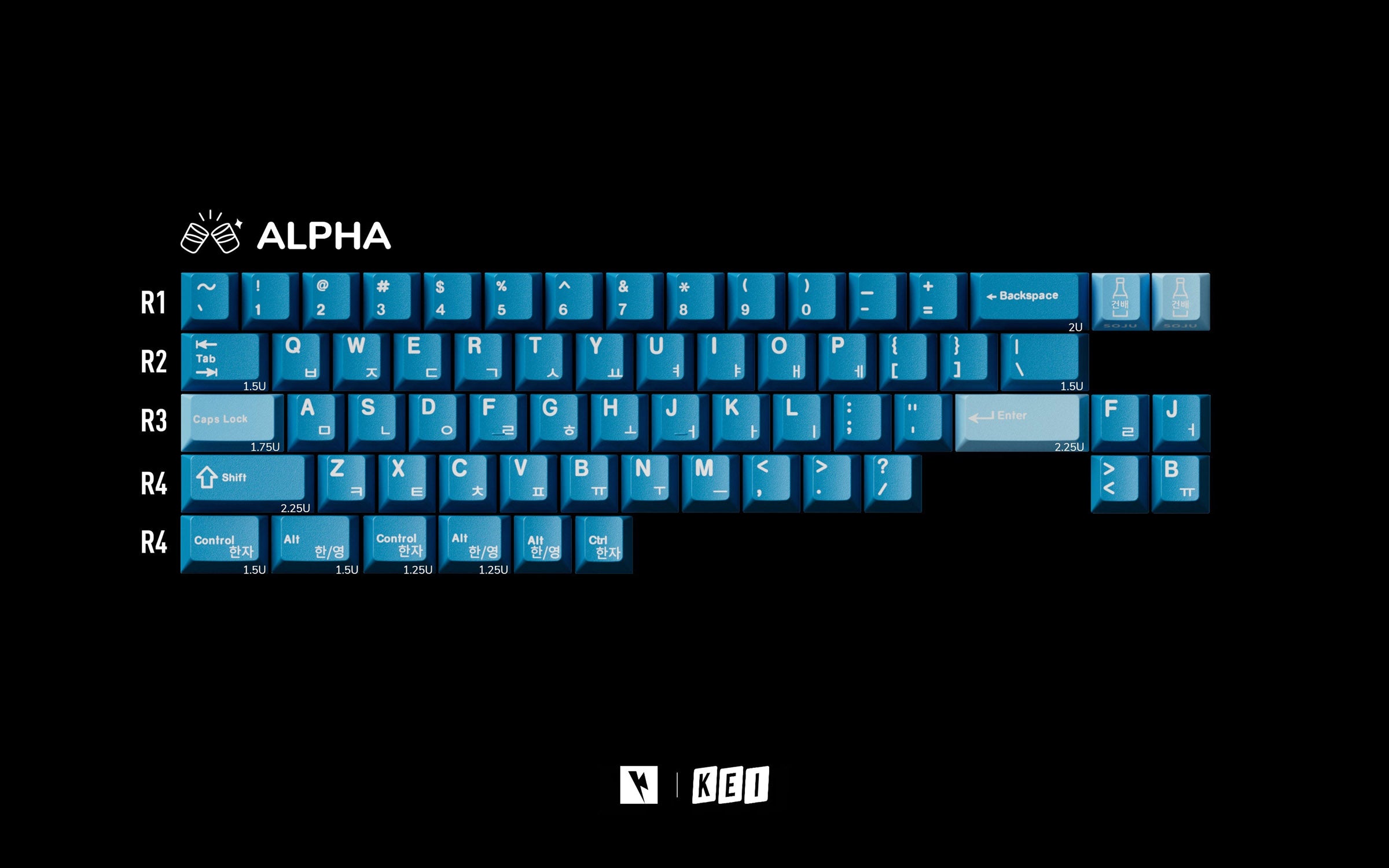 Key Kobo Soju Blue Cherry Profile Double Shot ABS Keycap Set