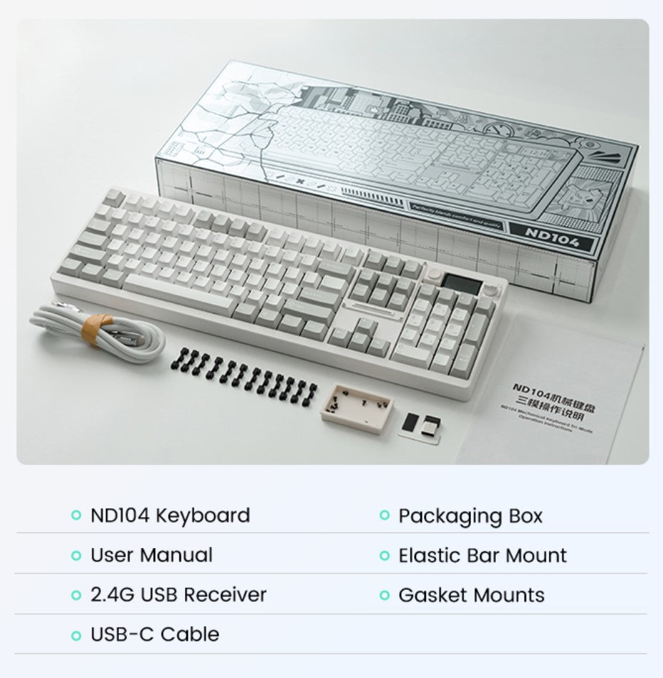 Chilkey ND104 CNC Aluminum Hotswap Wireless RGB Keyboard MKY5EJM5XC |77532|
