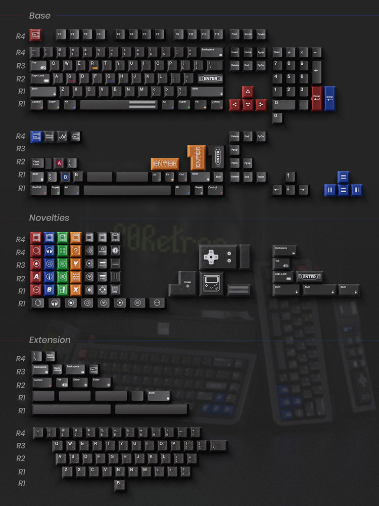 80Retros Game 1989 Black Translucent * Keycap Set MKY1PT8M4E |77586|