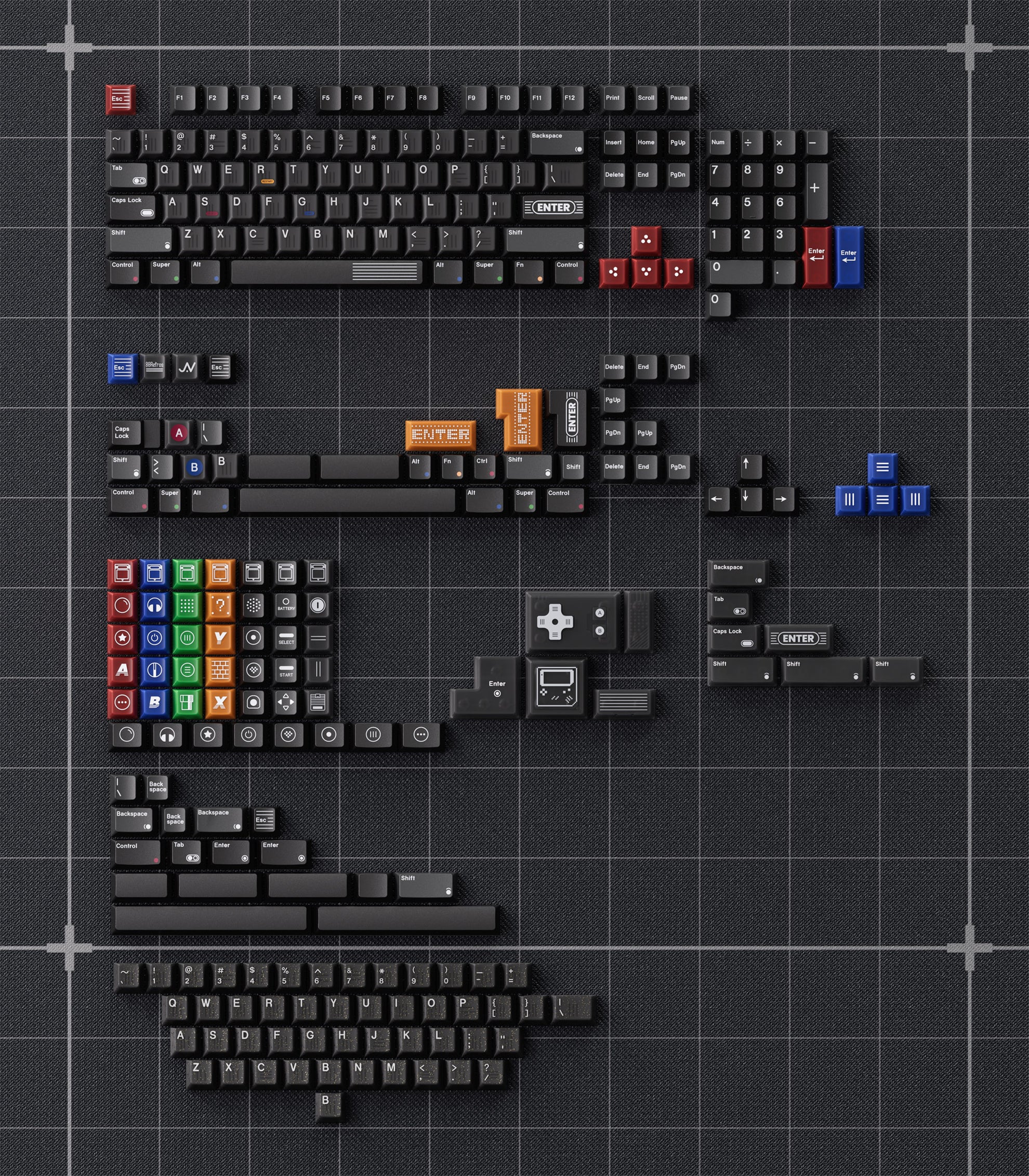 80Retros Game 1989 Black Translucent * Keycap Set MKY1PT8M4E |26734|