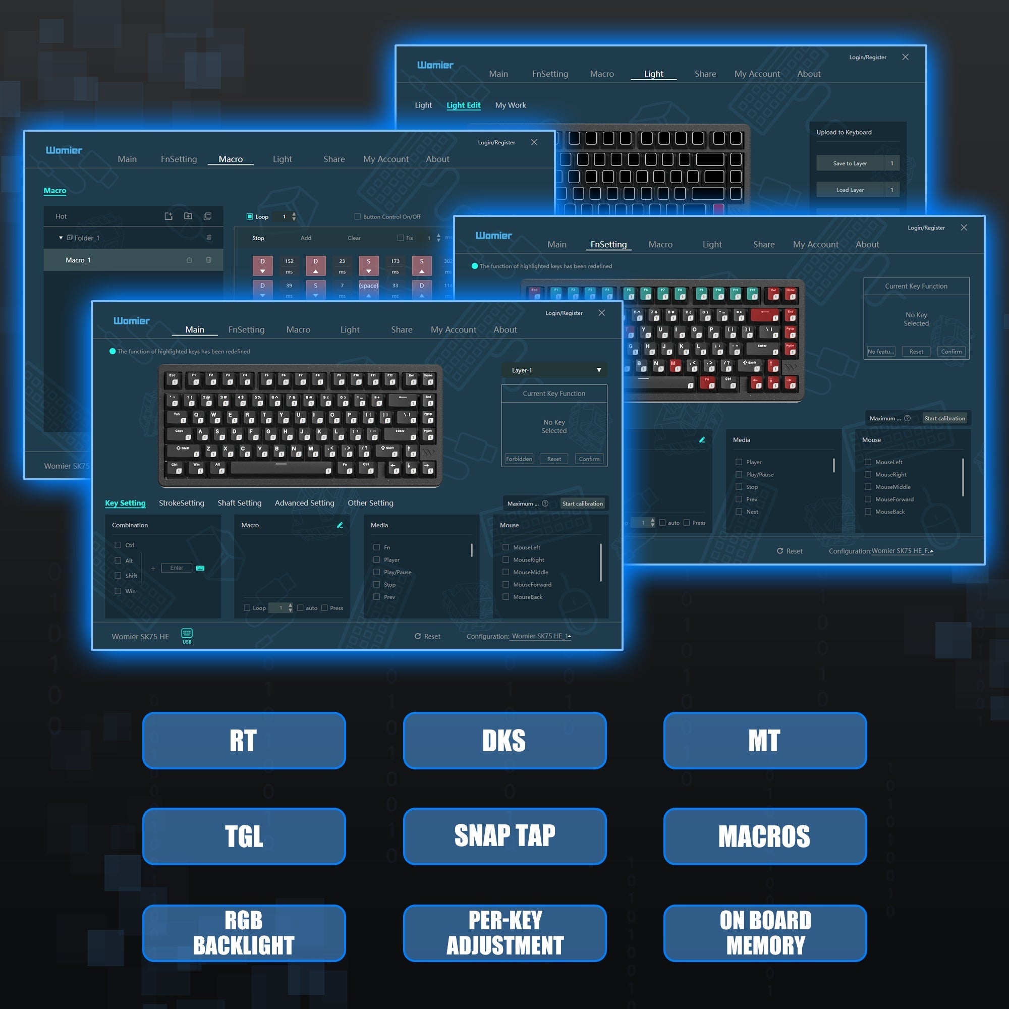 Womier SK75 TMR Magnetic 8K Aluminum Wireless RGB Keyboard MK72VX3L6T |77666|