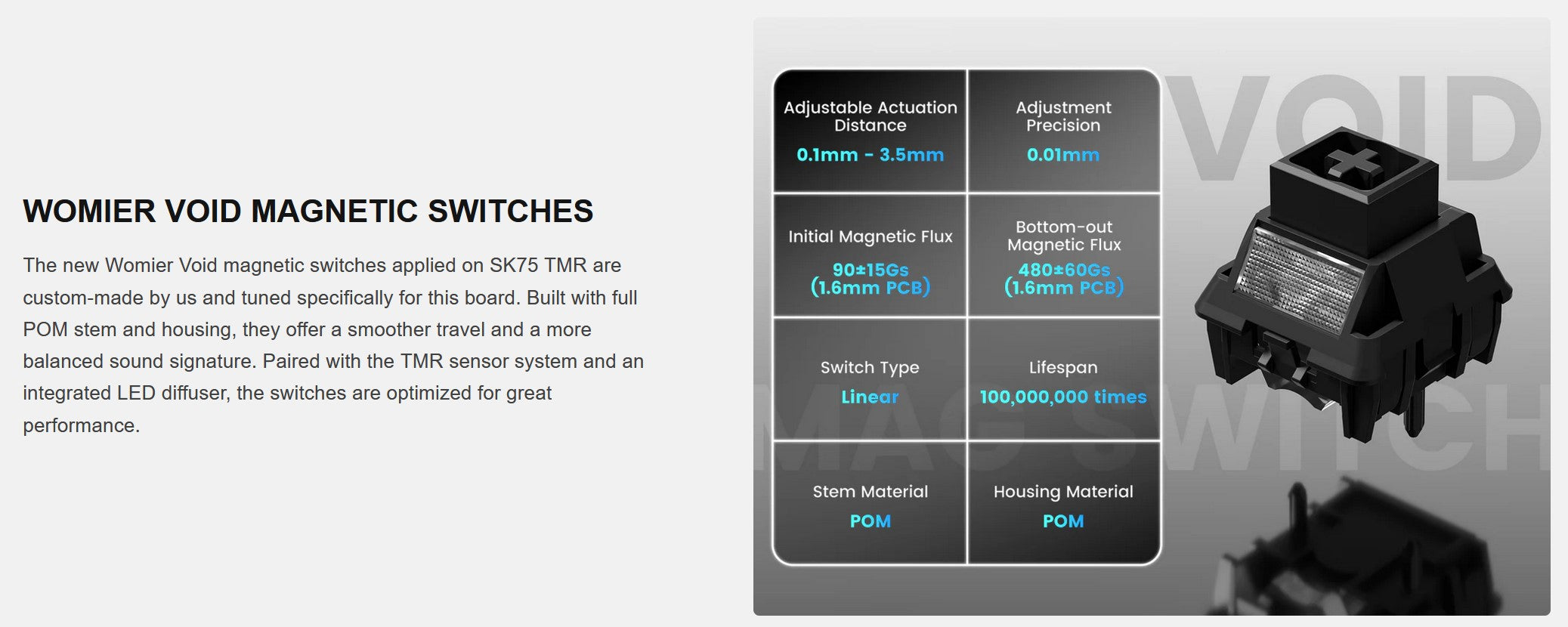 Womier SK75 TMR Magnetic 8K Aluminum Wireless RGB Keyboard MK72VX3L6T |77667|
