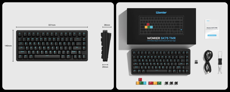 Womier SK75 TMR Magnetic 8K Aluminum Wireless RGB Keyboard MK72VX3L6T |77656|