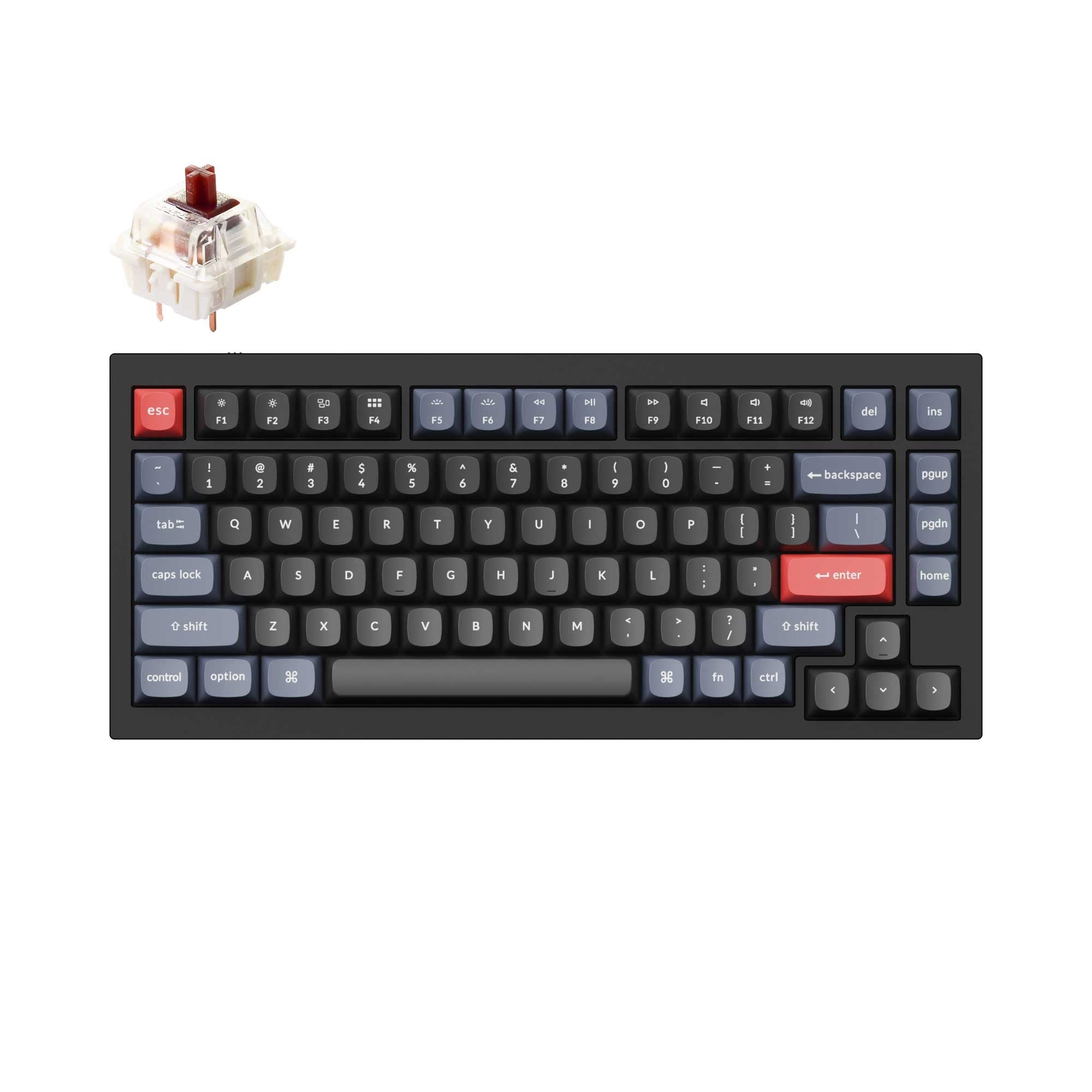 Keychron Q1 V2 US配列 Gateron G Pro 青軸 Keychron Q1 V2 Aluminum 75% Hotswap RGB Win + Mac Mechanical Keyboard