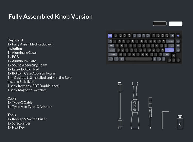 Keychron Q1 HE 8K * Aluminum 75% Hotswap RGB Keyboard MKCC0J25XT |77705|