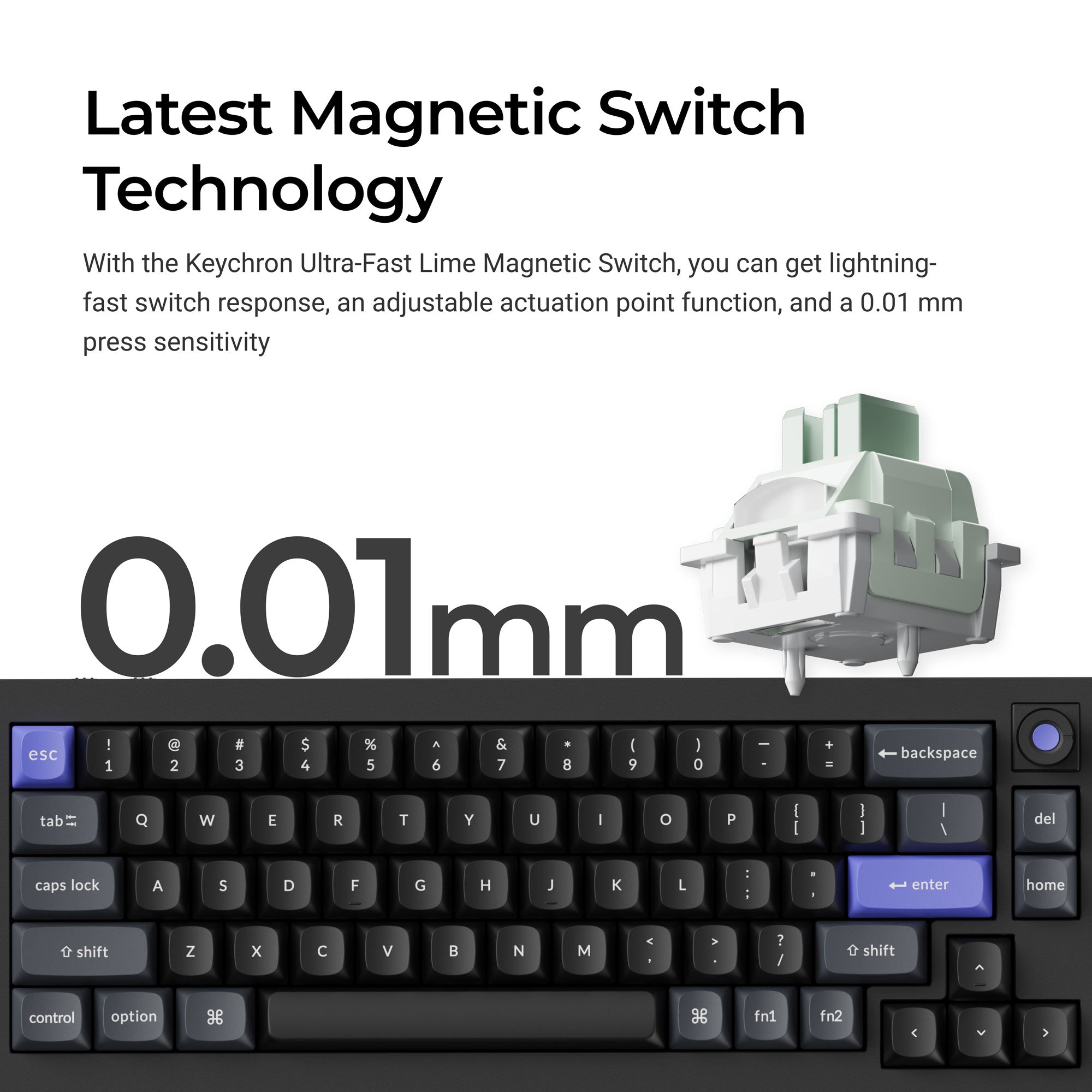 Keychron Q2 HE 8K Aluminum 65% Hotswap RGB Keyboard MKG4Q0GT22 |77720|