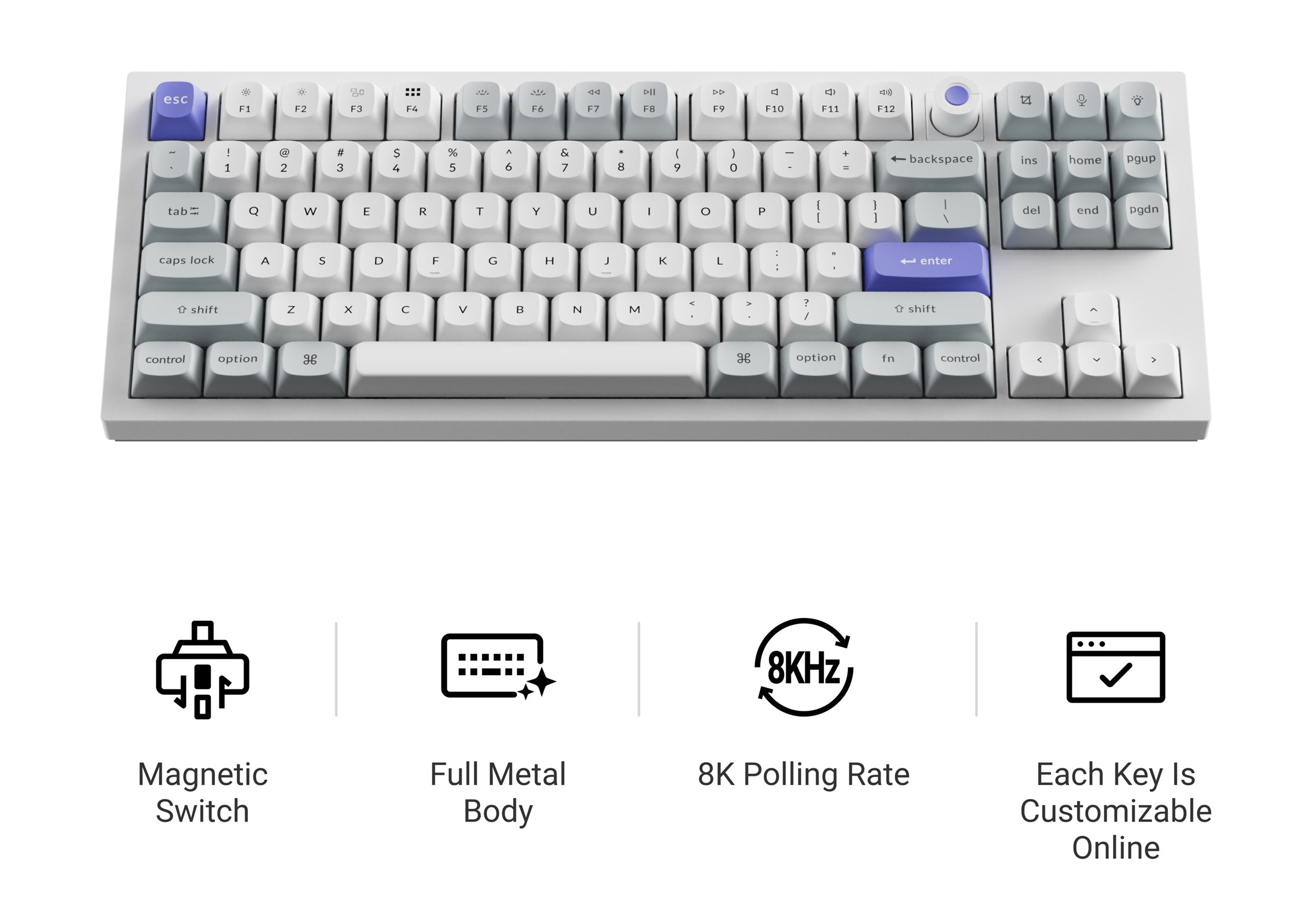 Keychron Q3 HE 8K * Aluminum TKL Hotswap RGB Keyboard MKMQE6ESHZ |77748|