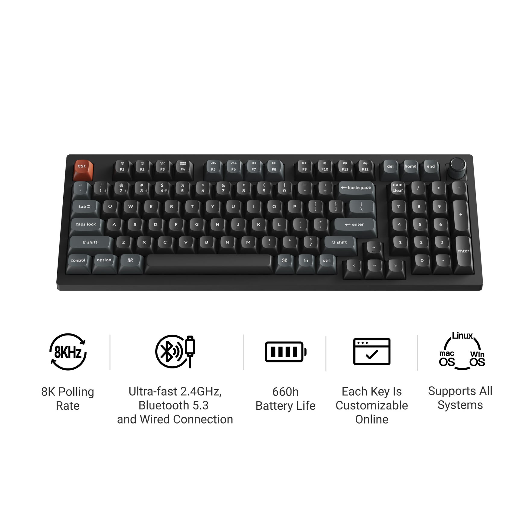 Keychron V5 Ultra 8K 96% Wireless RGB Keyboard MKQPELOSIT |78171|