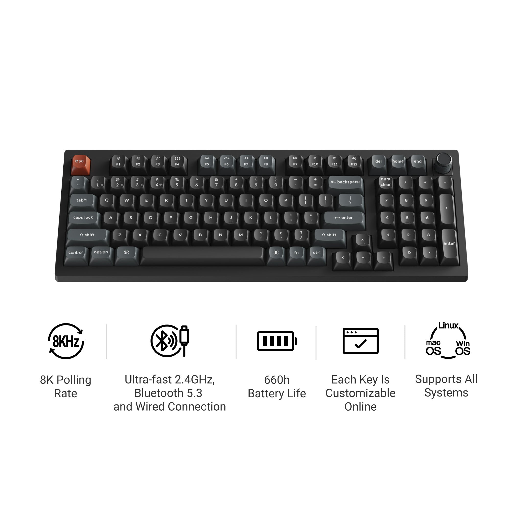 Keychron V5 Ultra 8K 96% Wireless RGB Keyboard MKQPELOSIT |78171|