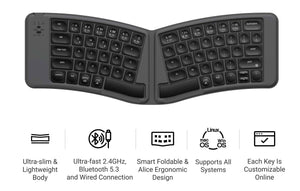 Keychron B11 Pro 65% Wireless Low Profile Foldable Keyboard MKXASUR94T |78660|