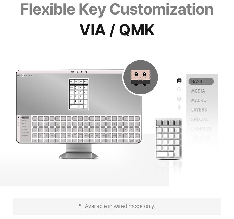 Leopold FC220TP Ash White Hotswap Wireless RGB Numpad Keyboard MKYQSWPPJK |78704|