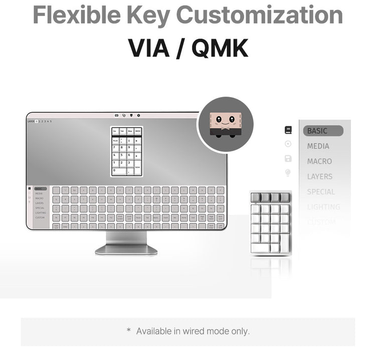 Leopold FC220TP Ash White Hotswap Wireless RGB Numpad Keyboard MKYQSWPPJK |78704|