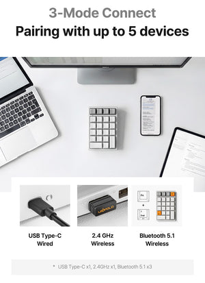 Leopold FC220TP Ash White Hotswap Wireless RGB Numpad Keyboard MKYQSWPPJK |78703|