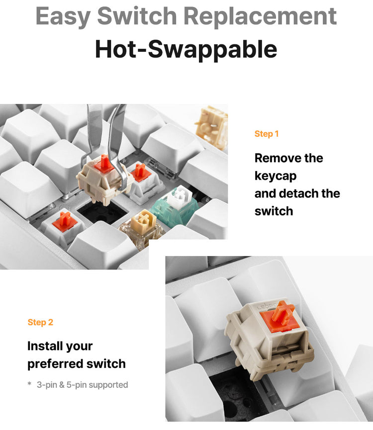 Leopold FC220TP Ash White Hotswap Wireless RGB Numpad Keyboard MKYQSWPPJK |78697|