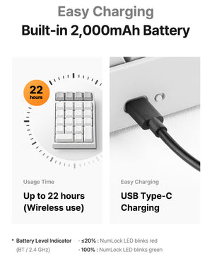 Leopold FC220TP Ash White Hotswap Wireless RGB Numpad Keyboard MKYQSWPPJK |78701|