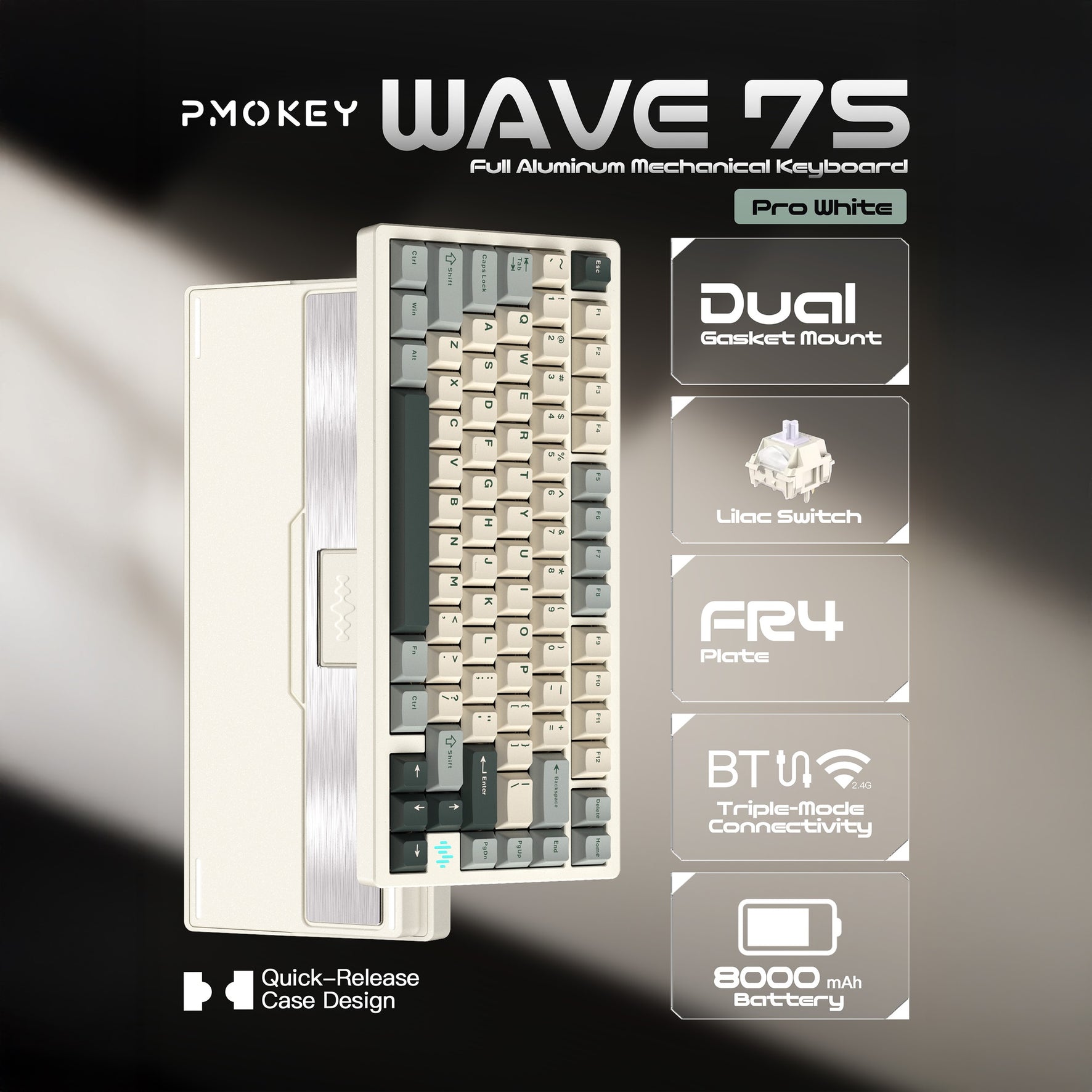 PMOKEY Wave 75 Pro * Aluminum Wireless Keyboard MKGL7W7XX8 |78750|