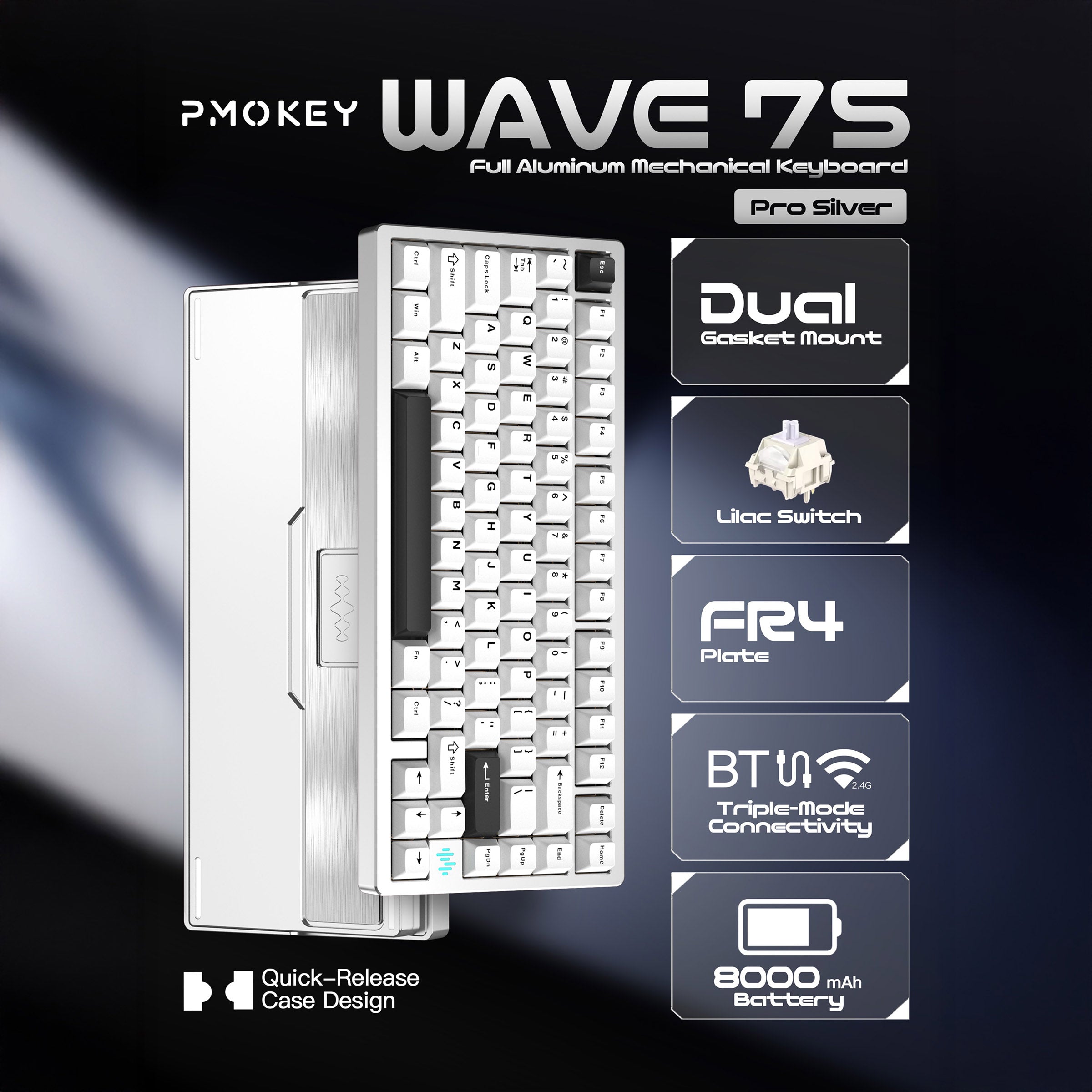 PMOKEY Wave 75 Pro * Aluminum Wireless Keyboard MKGL7W7XX8 |78748|