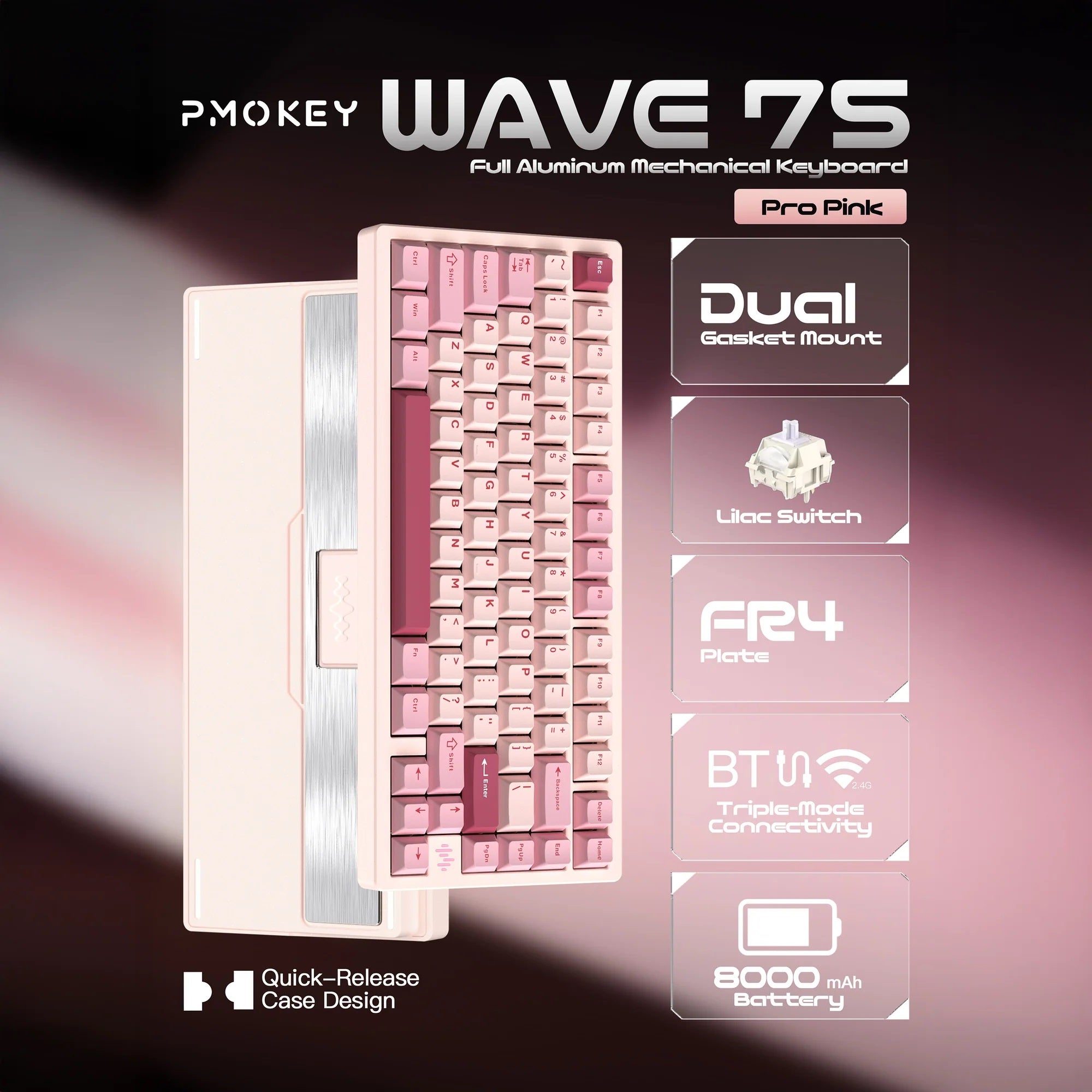 PMOKEY Wave 75 Pro * Aluminum Wireless Keyboard MKGL7W7XX8 |78747|