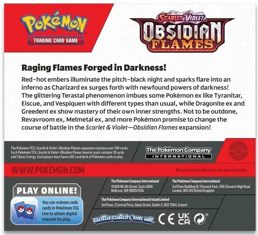 Pokemon Scarlet and Violet Obsidian Flames Booster Box MKEIZLOCU0 |78788|