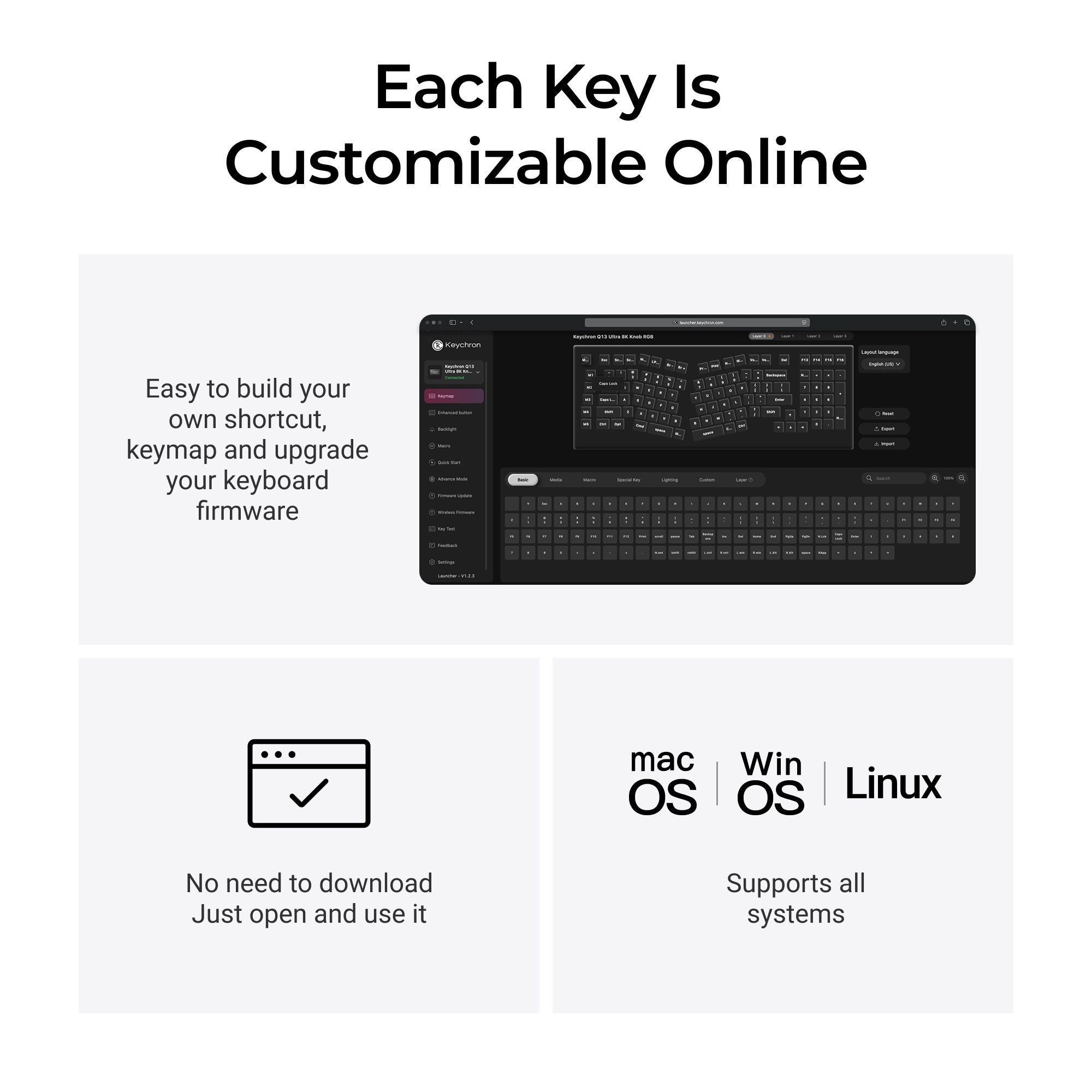 Keychron Q13 Ultra 8K * Aluminum 96% Alice Wireless Keyboard MKJINQQVGS |78863|