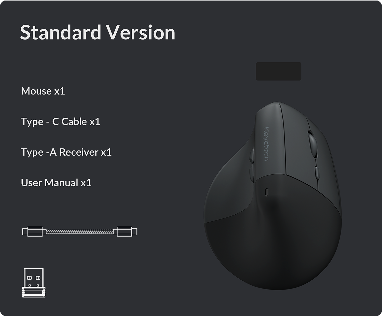 Keychron BM27 Silent 3212 Space Grey Wireless Vertical Mouse MK8NDRI9SQ |79960|