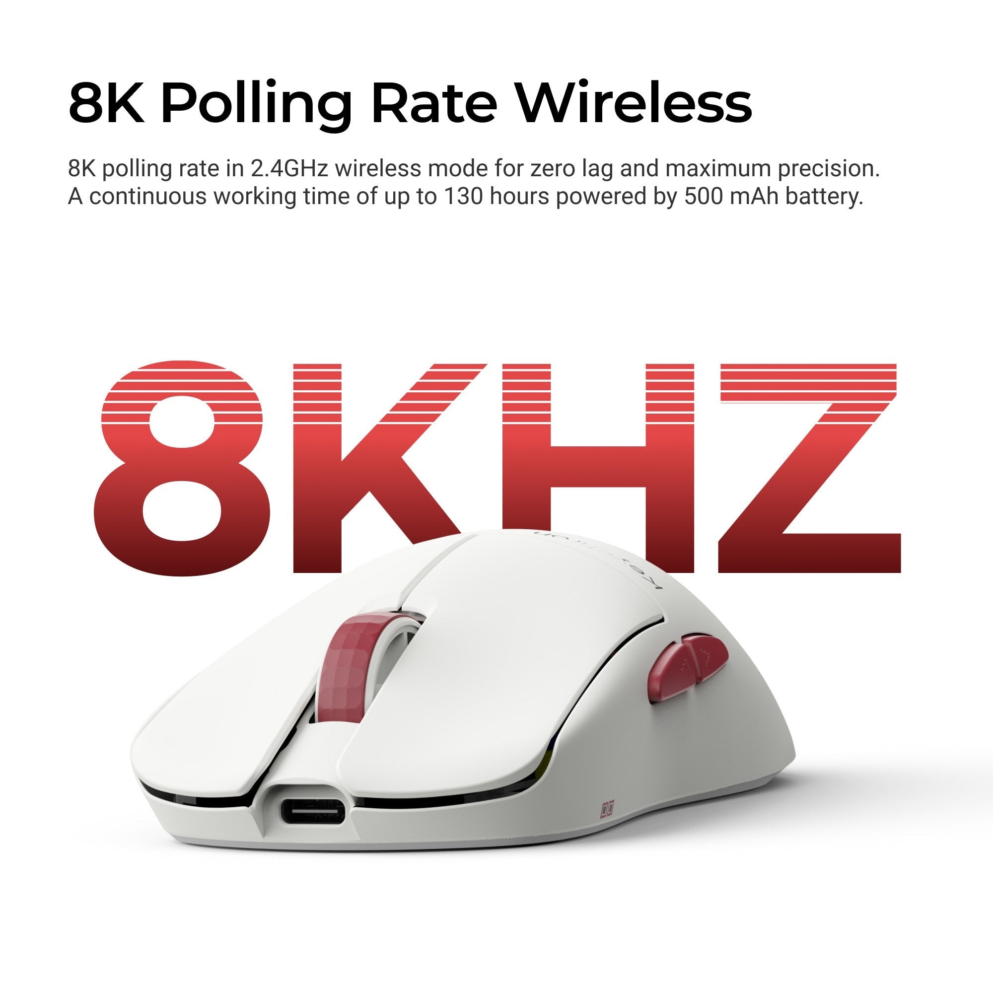Keychron G4 3950 White 8K Wireless Mouse MKARTF5Q8U |79153|