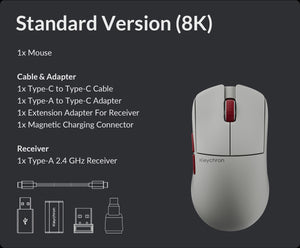 Keychron G4 3950 White 8K Wireless Mouse MKARTF5Q8U |79154|