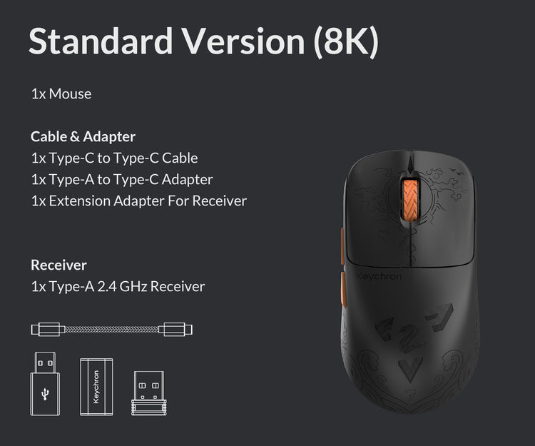 Keychron G3 3950 * 8K Wireless Mouse MKIX8HEI5B |79338|