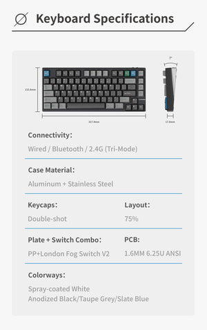 Neo75 * Aluminum 75% Wireless Prebuilt Keyboard MKWWYTKTAZ |79129|