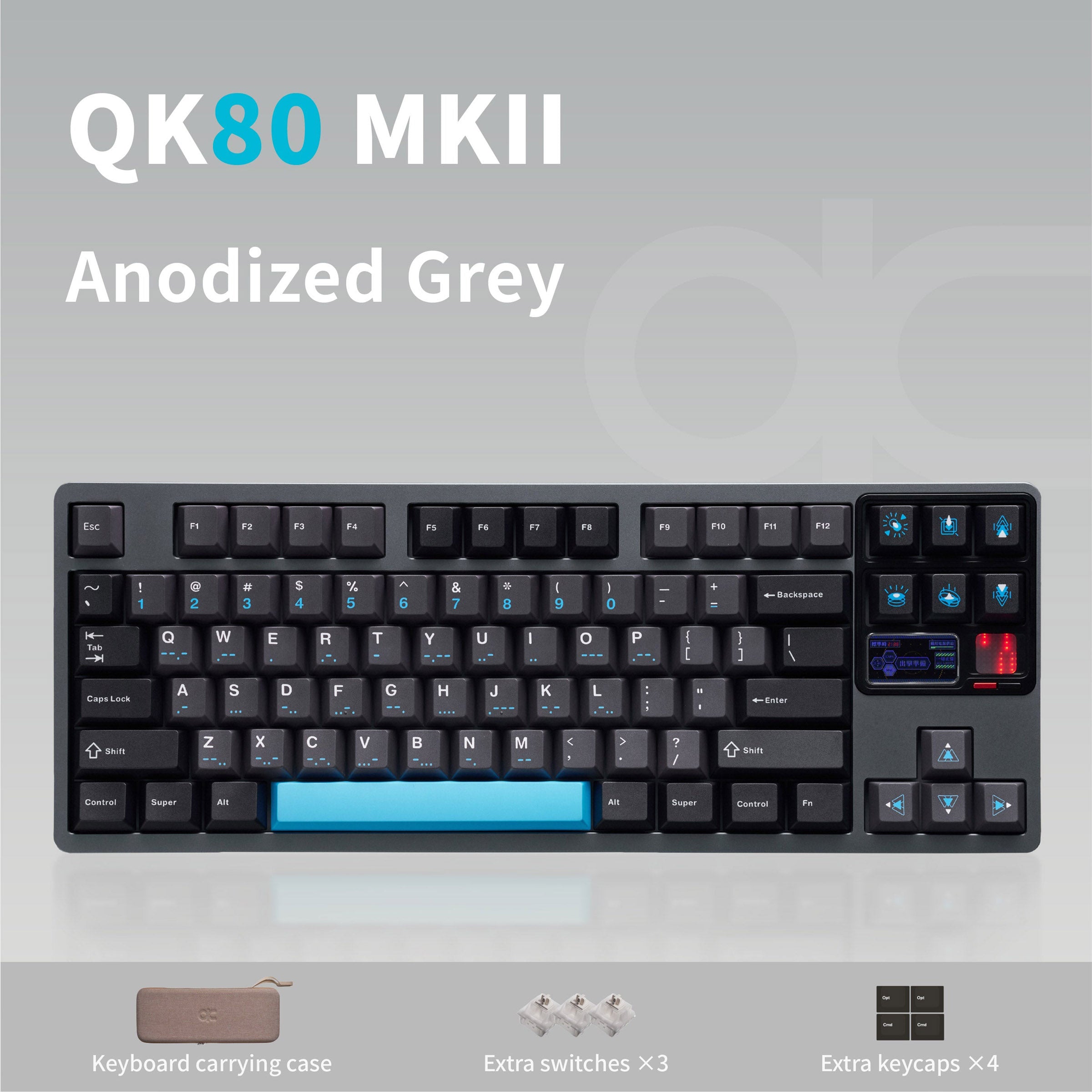 Qwertykeys QK80 Mk2 * Aluminum Wireless Prebuilt Keyboard MK00KUHKN3 |79148|