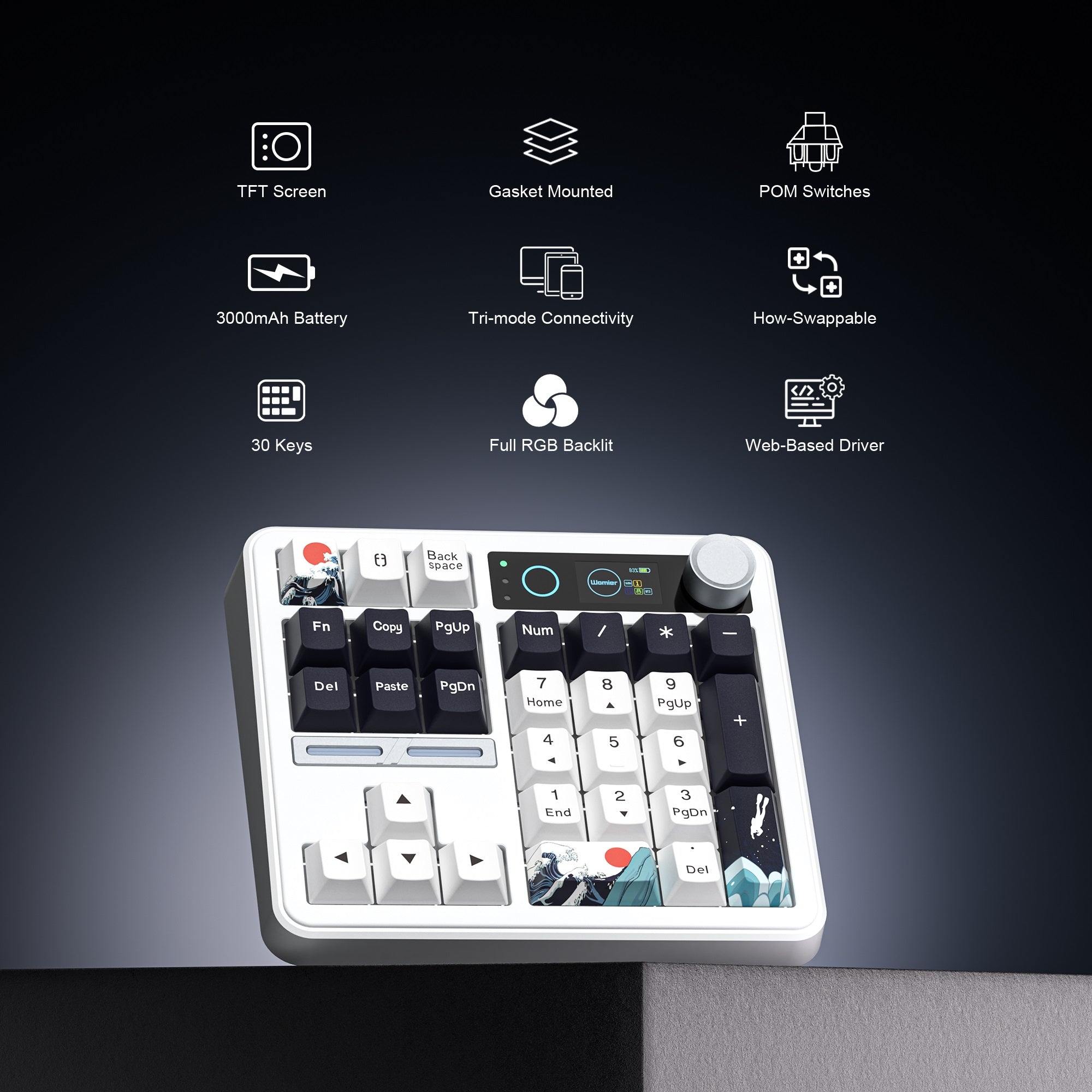 Womier SK30 * Kanagawa Wireless Numpad Keyboard MKIS76KKLO |79265|