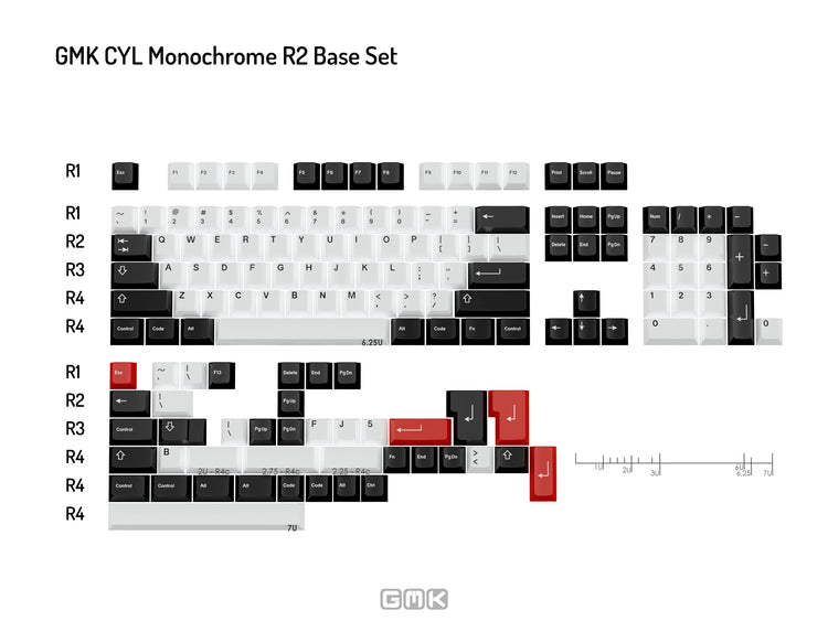 GMK Monochrome R2 Double Shot ABS Keycap Set MKZF8TNEN5 |0|