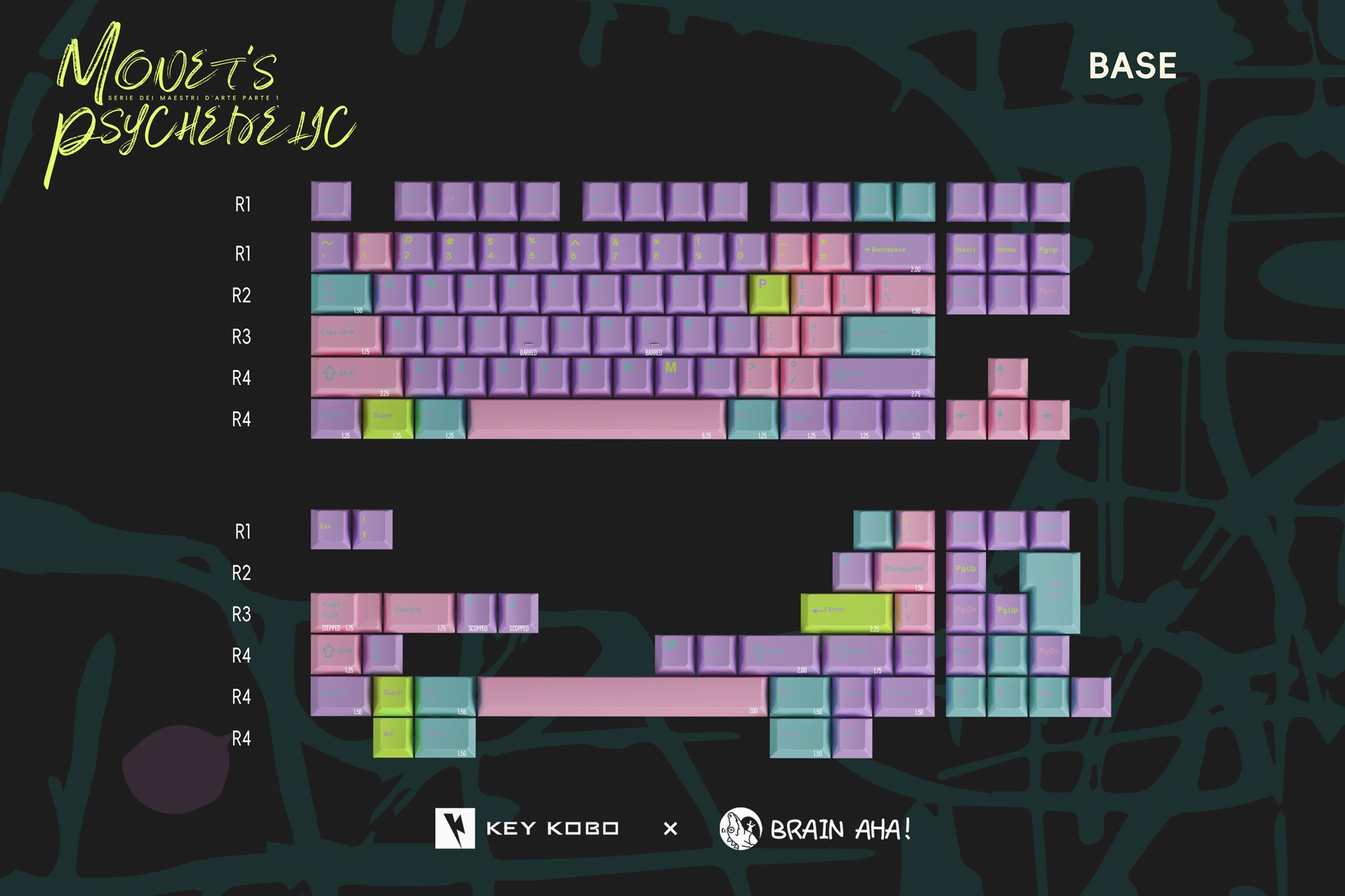 Key Kobo Monet's Psychedelic * Cherry Profile Double Shot ABS Keycap Set MK7YKM6PY1 |0|