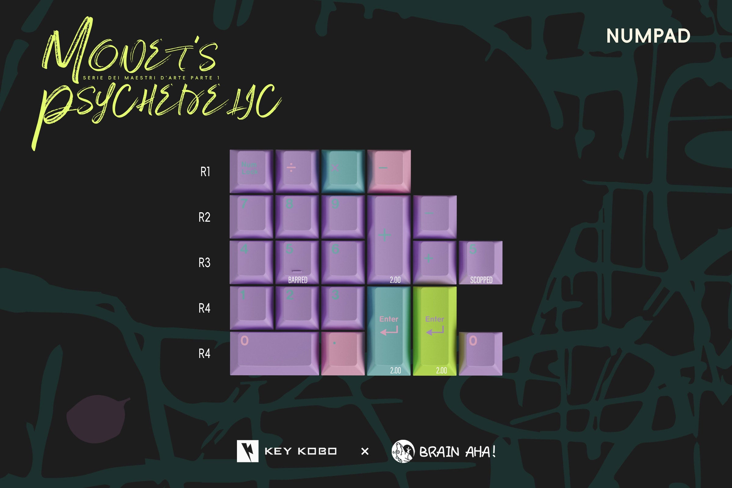 Key Kobo Monet's Psychedelic * Cherry Profile Double Shot ABS Keycap Set MK7YKM6PY1 |27537|