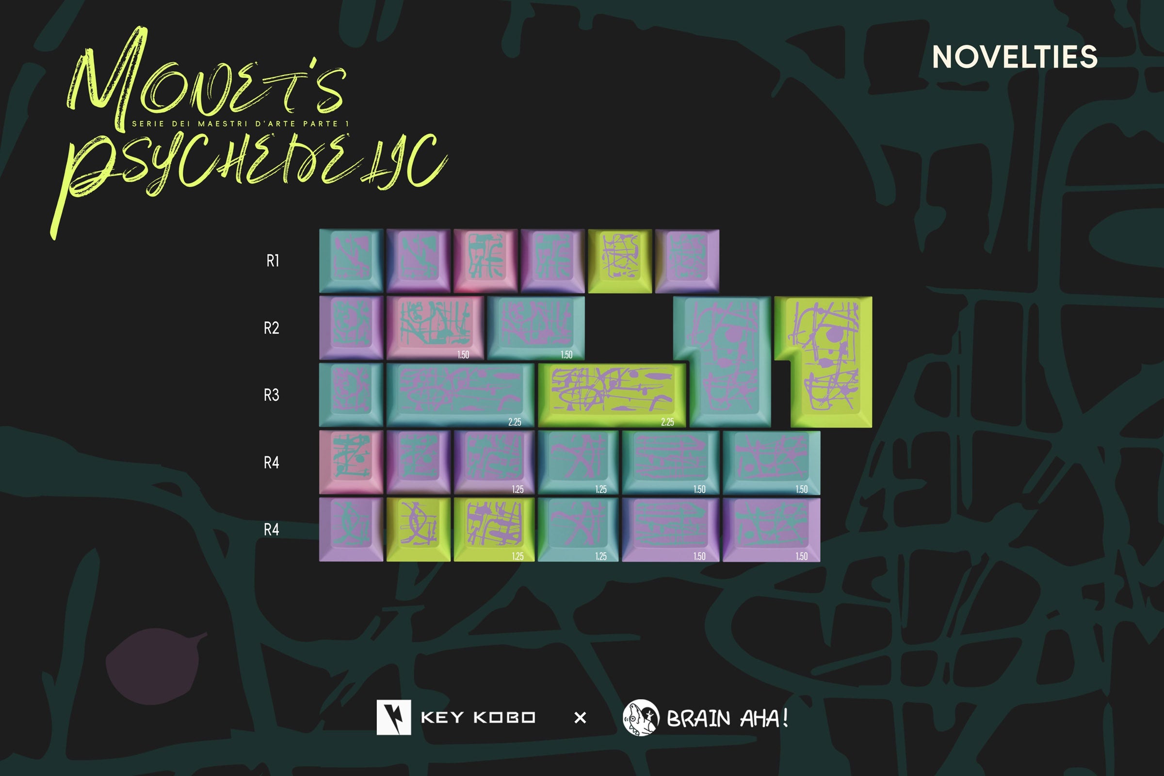 Key Kobo Monet's Psychedelic * Cherry Profile Double Shot ABS Keycap Set MK7YKM6PY1 |27538|