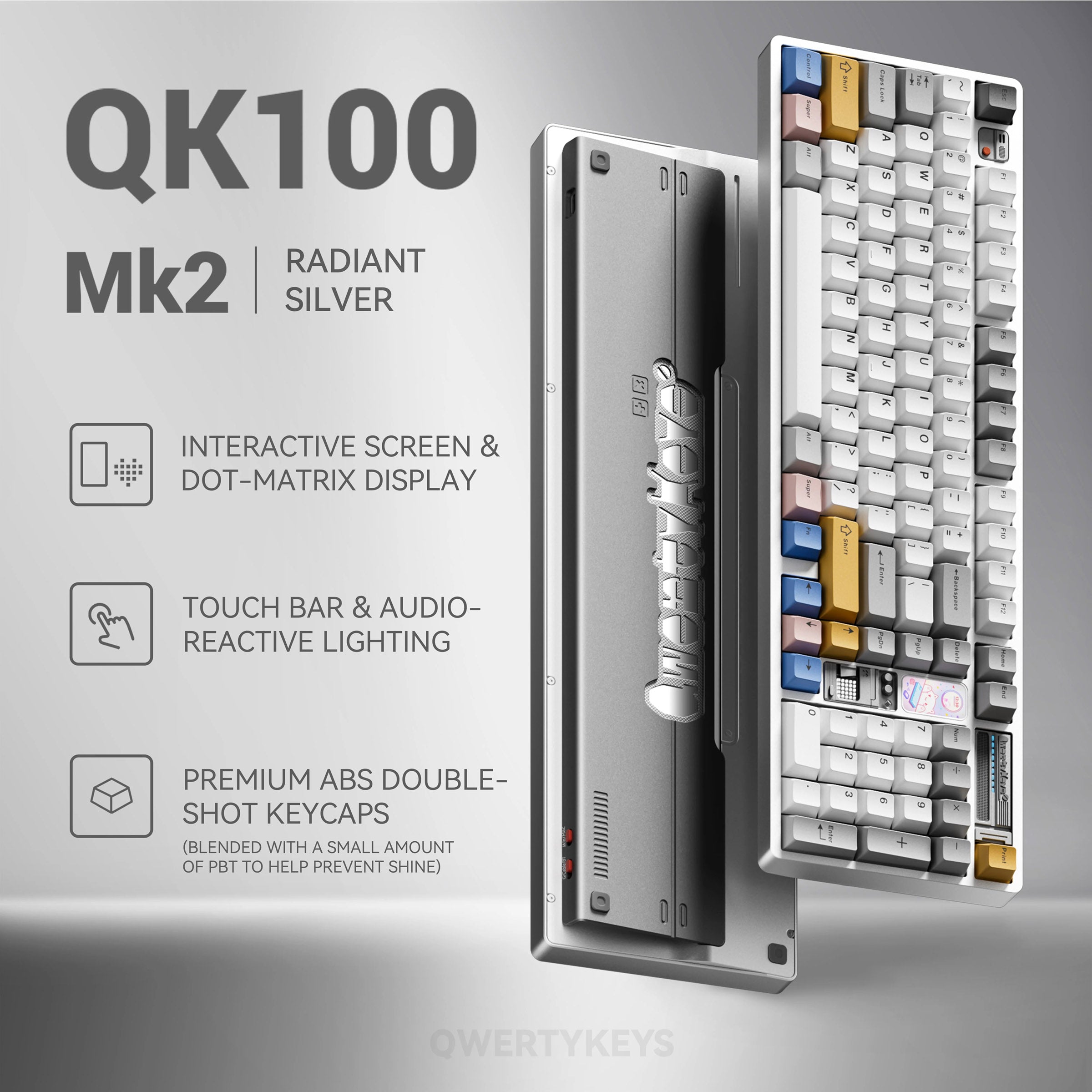 Qwertykeys QK100 Mk2 Tri-Mode Prebuilt Mechanical Keyboard keyboard image