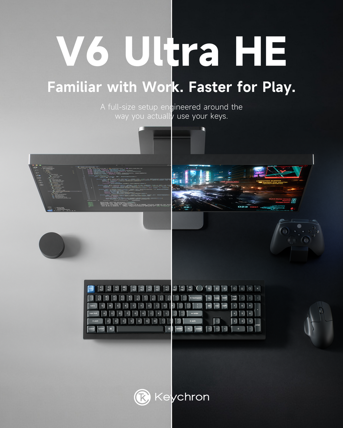 Keychron V6 Ultra Hybrid 8K * Wireless Magnetic and Mechanical Keyboard MK3VDT9IMO |80155|