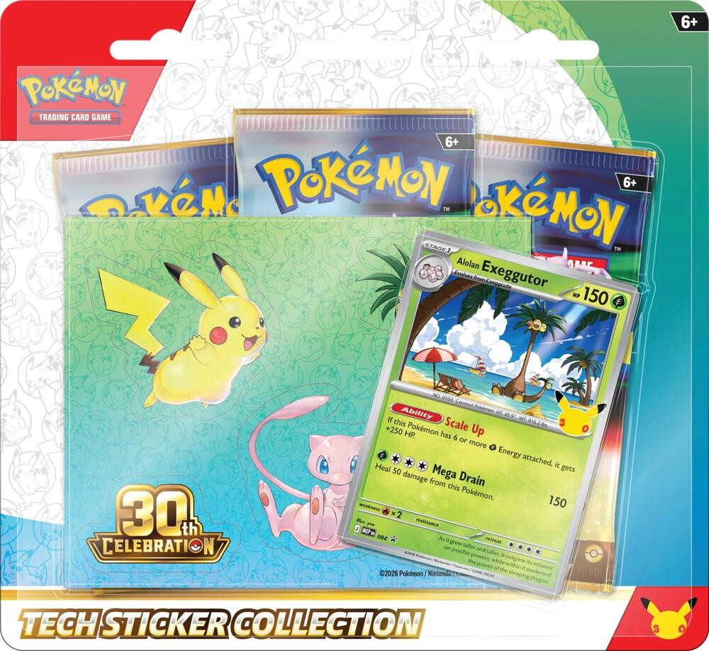 Pokemon TCG 30th Celebration Tech Sticker Collection Pack Alolan Exeggutor MKMCRZDWMV |0|