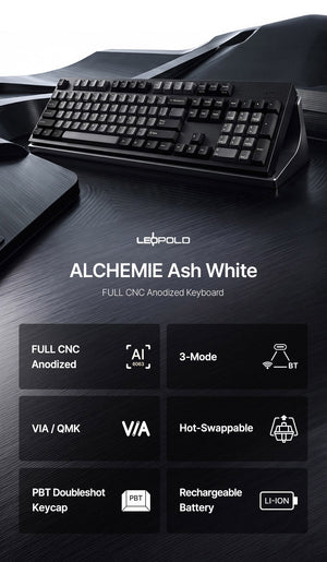 Leopold Alchemie Ash White Aluminum Wireless RGB Keyboard MKV4AWULNT |80366|