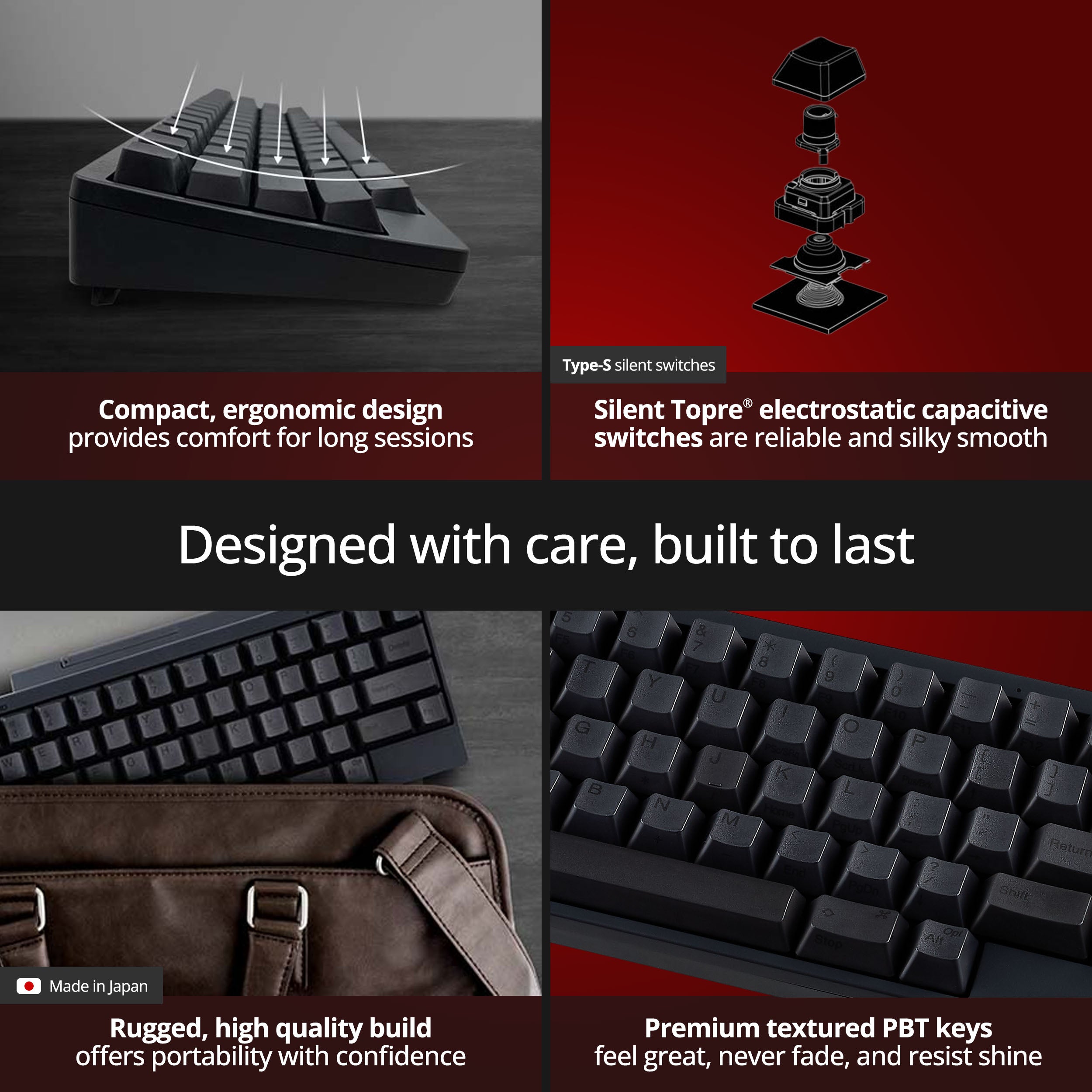 HHKB Hybrid Type-S Topre Silent 45g 60% Bluetooth PBT Mechanical Keybo