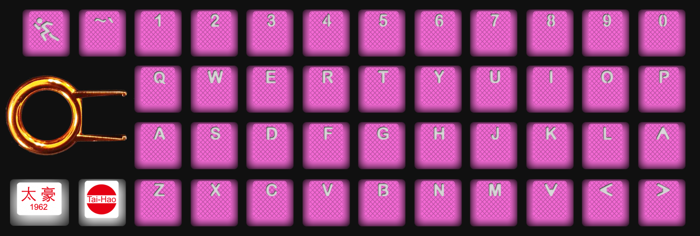 Tai-Hao 42 Key TPR Backlit Double Shot Rubber Keycaps Set Neon Pink MKFQOU9DG3 |0|