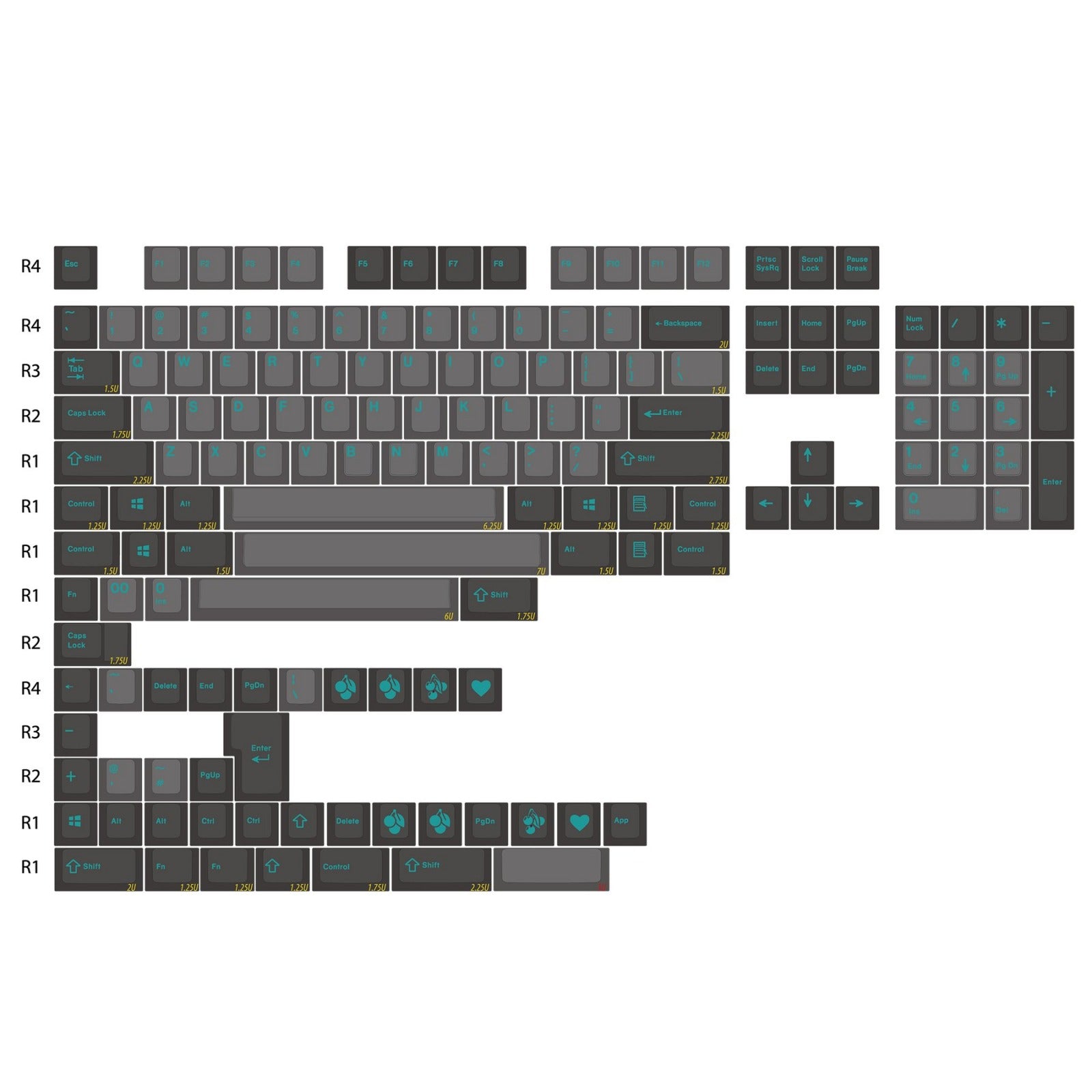 EnjoyPBT Dolch / Teal 153 Key Cherry Profile Double Shot ABS Keycap Set MK412LVNPS |0|
