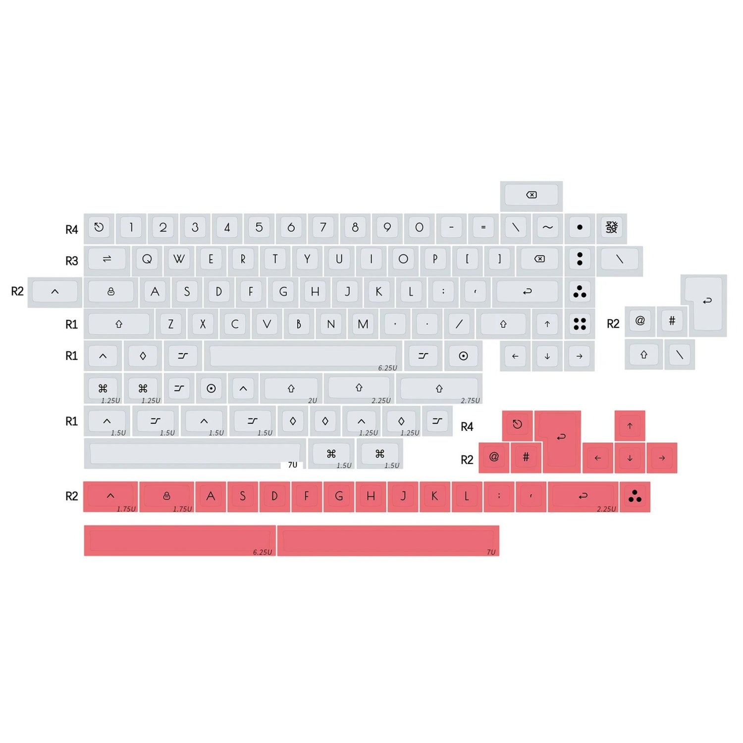 KBDFans White / Orange 124 Key Dye Sub KAT Profile PBT Keycap Set