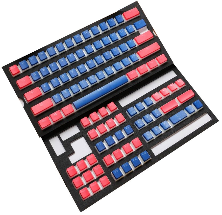 Ducky Blue / Coral Pudding 108 Key OEM Profile Double Shot PBT Keycap Set MKROB2RM9Q |0|