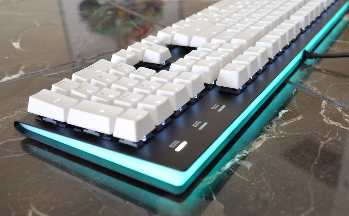 Led Display Key Caps MK Fission White Keycaps White LED Double Shot PBT Mechanical Keyboard