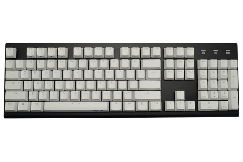 MK Fission White Keycaps White LED Double Shot PBT Mechanical Keyboard